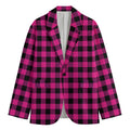 Hot Pink And Black Buffalo Check Print Men's Blazer