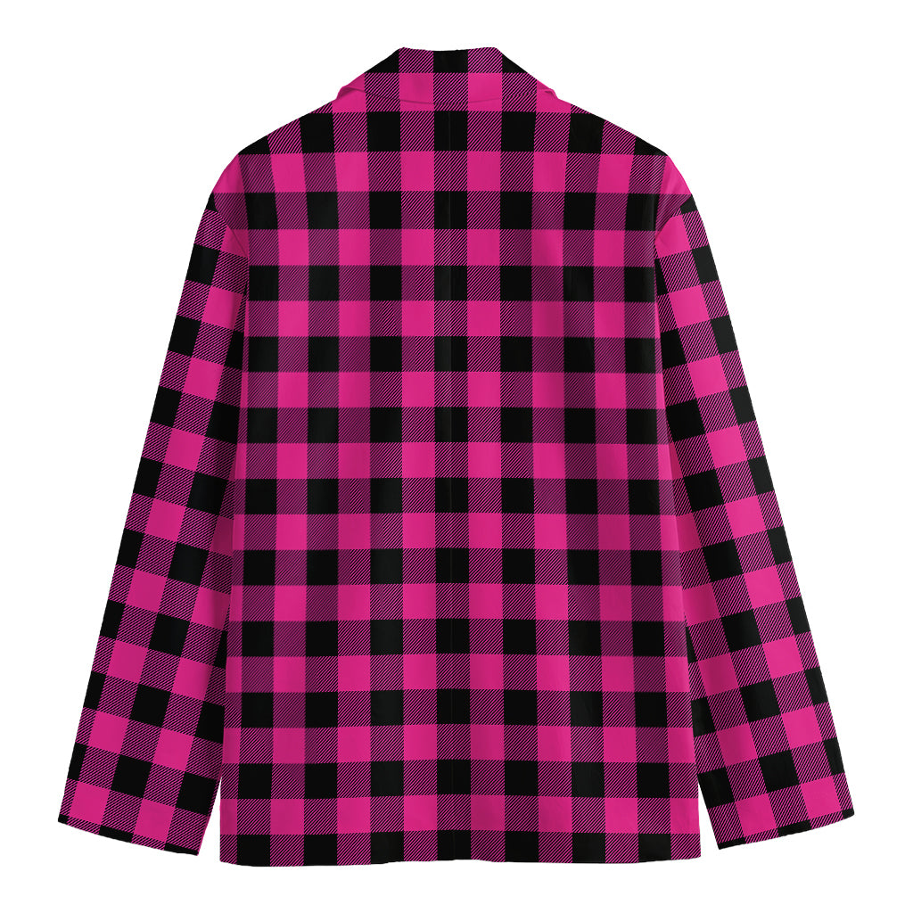 Hot Pink And Black Buffalo Check Print Men's Blazer