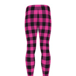 Hot Pink And Black Buffalo Check Print Men's leggings