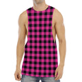 Hot Pink And Black Buffalo Check Print Men's Muscle Tank Top