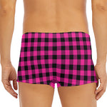 Hot Pink And Black Buffalo Check Print Men's Short Boxer Briefs
