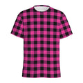 Hot Pink And Black Buffalo Check Print Men's Athletic T-Shirt