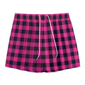 Hot Pink And Black Buffalo Check Print Mesh Shorts