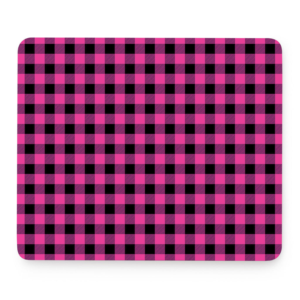 Hot Pink And Black Buffalo Check Print Mouse Pad