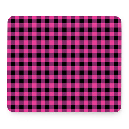Hot Pink And Black Buffalo Check Print Mouse Pad