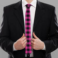 Hot Pink And Black Buffalo Check Print Necktie