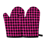 Hot Pink And Black Buffalo Check Print Oven Mitts