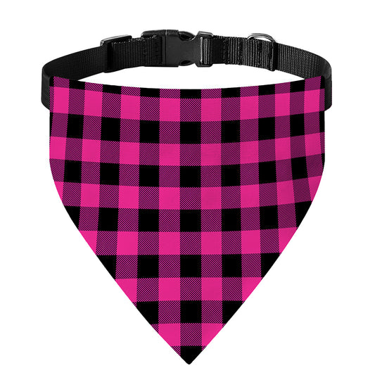 Hot Pink And Black Buffalo Check Print Over The Collar Dog Bandana