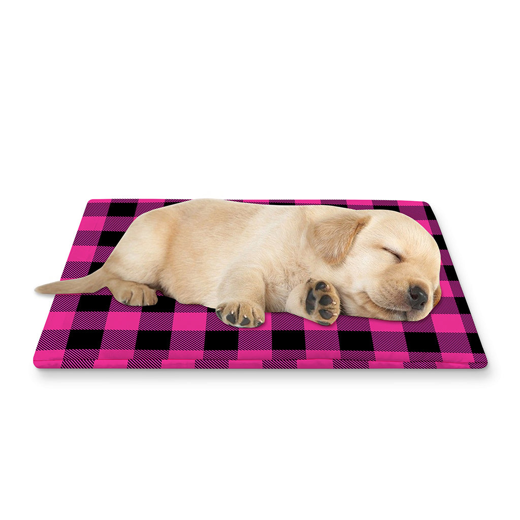 Hot Pink And Black Buffalo Check Print Pet Cooling Mat Cover