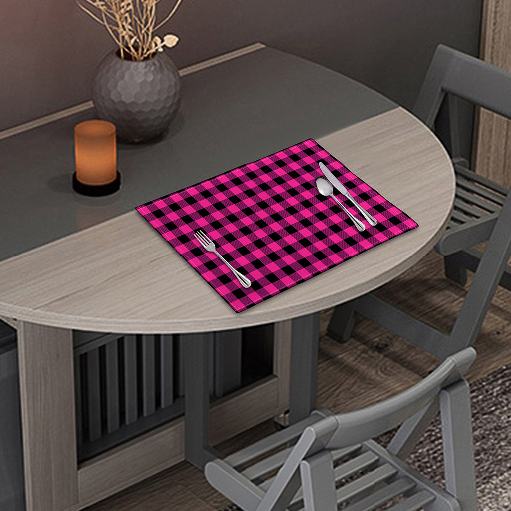 Hot Pink And Black Buffalo Check Print Placemat