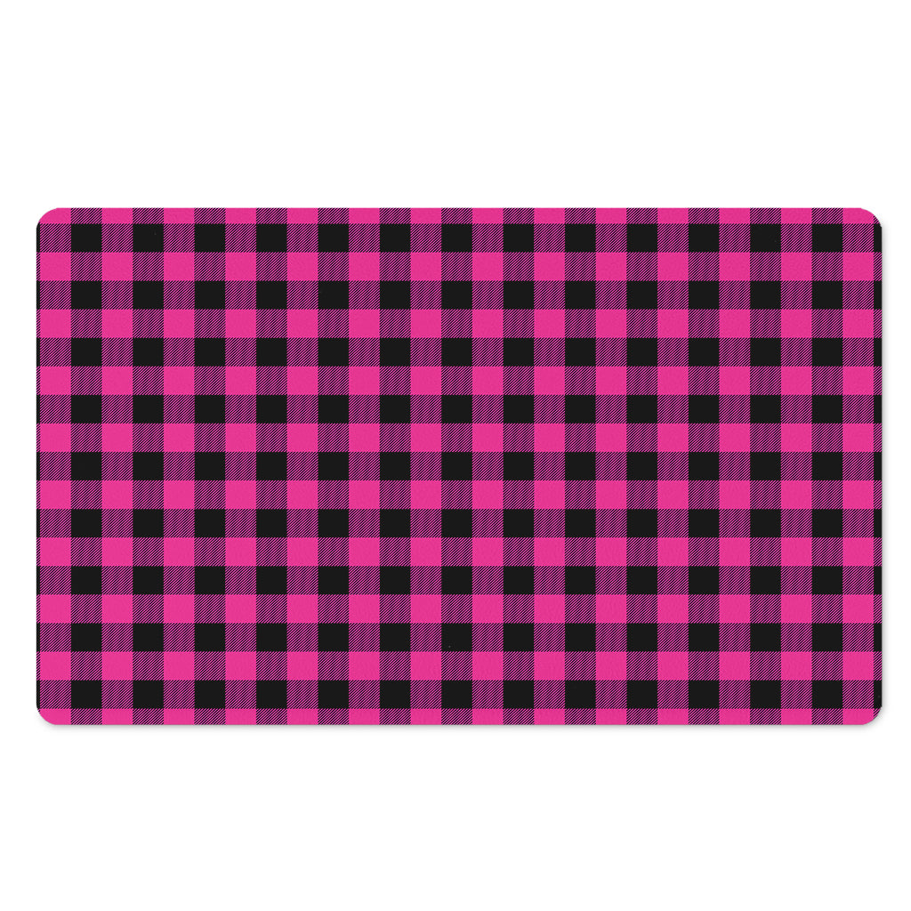 Hot Pink And Black Buffalo Check Print Polyester Doormat