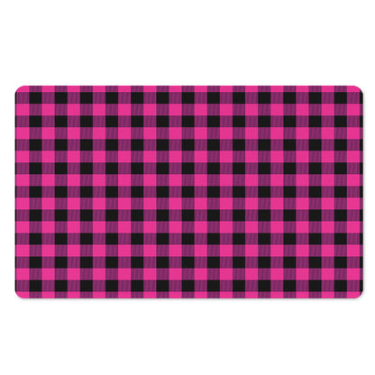 Hot Pink And Black Buffalo Check Print Polyester Doormat