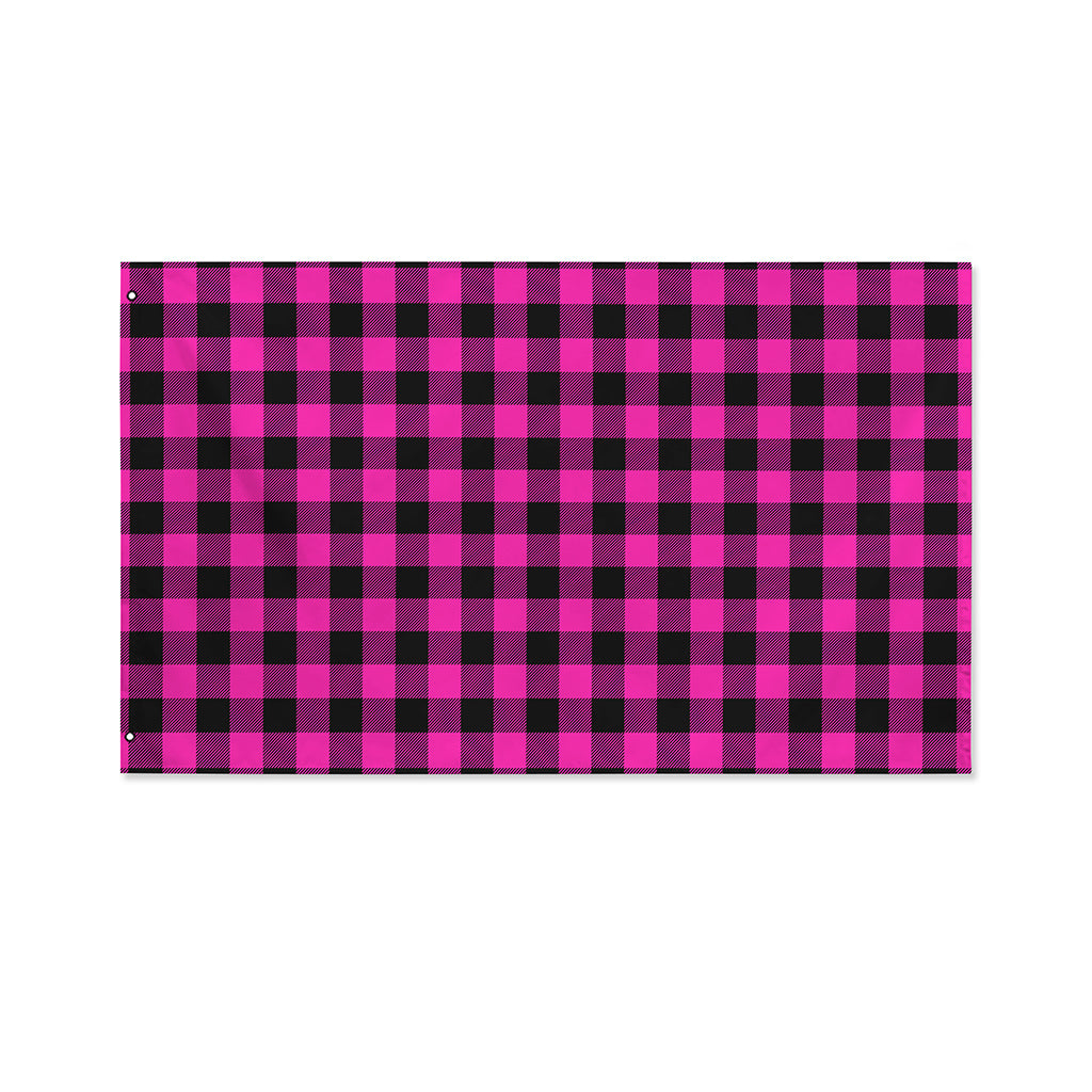 Hot Pink And Black Buffalo Check Print Polyester Flag