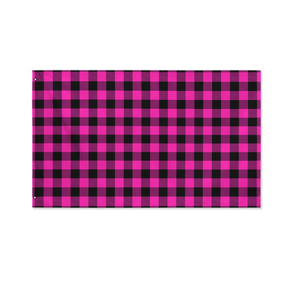 Hot Pink And Black Buffalo Check Print Polyester Flag