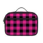 Hot Pink And Black Buffalo Check Print Portable Lunch Bag