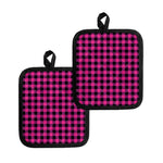 Hot Pink And Black Buffalo Check Print Pot Holders