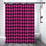 Hot Pink And Black Buffalo Check Print Premium Shower Curtain