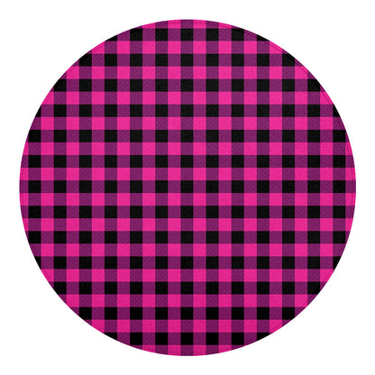 Hot Pink And Black Buffalo Check Print Round Blanket
