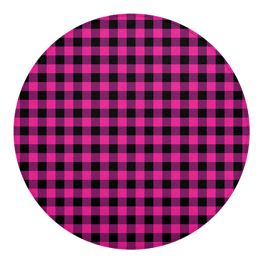 Hot Pink And Black Buffalo Check Print Round Blanket