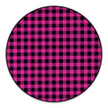 Hot Pink And Black Buffalo Check Print Round Floor Mat