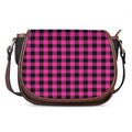 Hot Pink And Black Buffalo Check Print Saddle Bag
