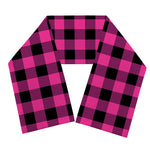 Hot Pink And Black Buffalo Check Print Scarf