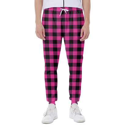 Hot Pink And Black Buffalo Check Print Scuba Joggers