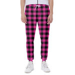 Hot Pink And Black Buffalo Check Print Scuba Joggers