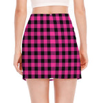 Hot Pink And Black Buffalo Check Print Side Slit Mini Skirt