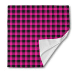 Hot Pink And Black Buffalo Check Print Silk Bandana