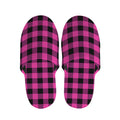 Hot Pink And Black Buffalo Check Print Slippers