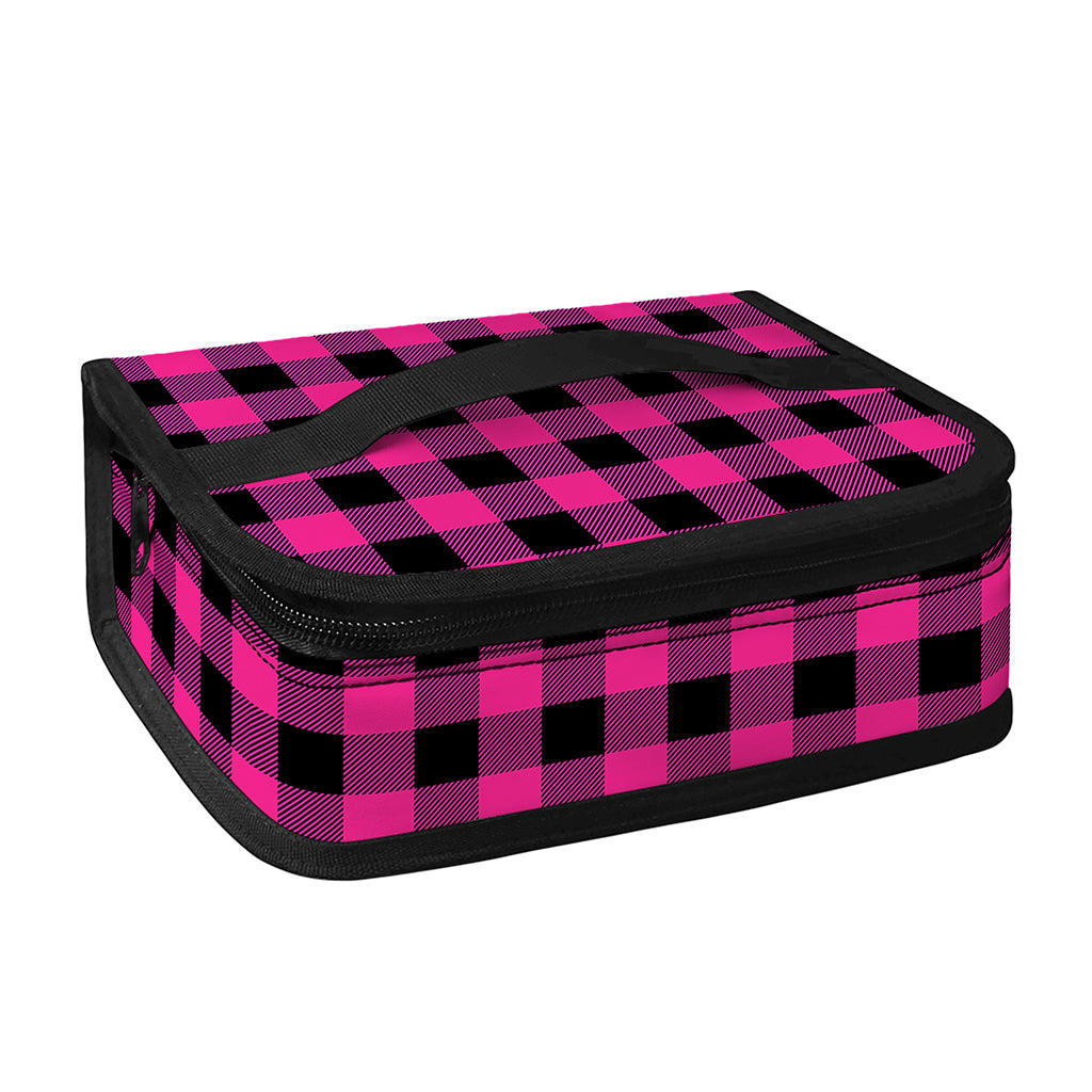 Hot Pink And Black Buffalo Check Print Small Lunch Bag