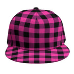 Hot Pink And Black Buffalo Check Print Snapback Cap