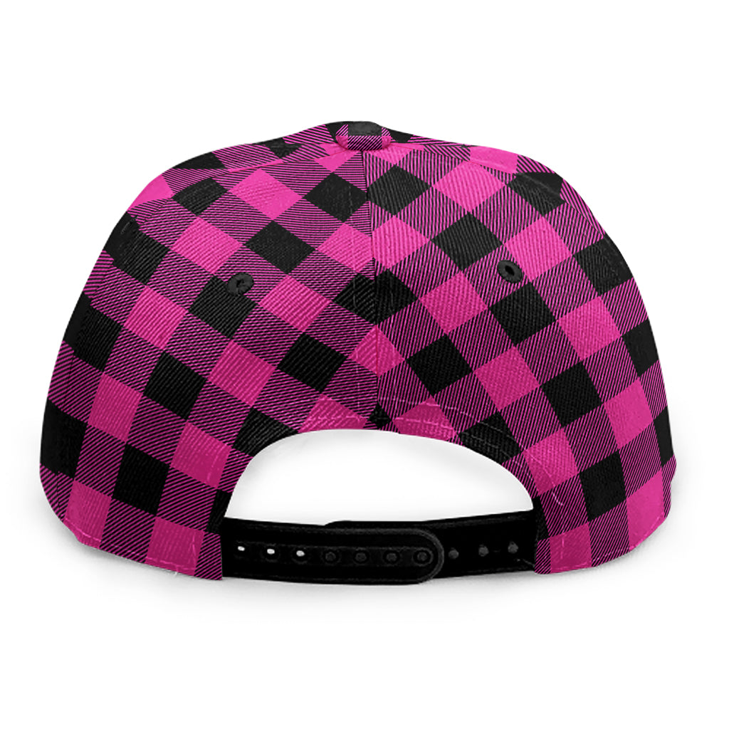 Hot Pink And Black Buffalo Check Print Snapback Cap