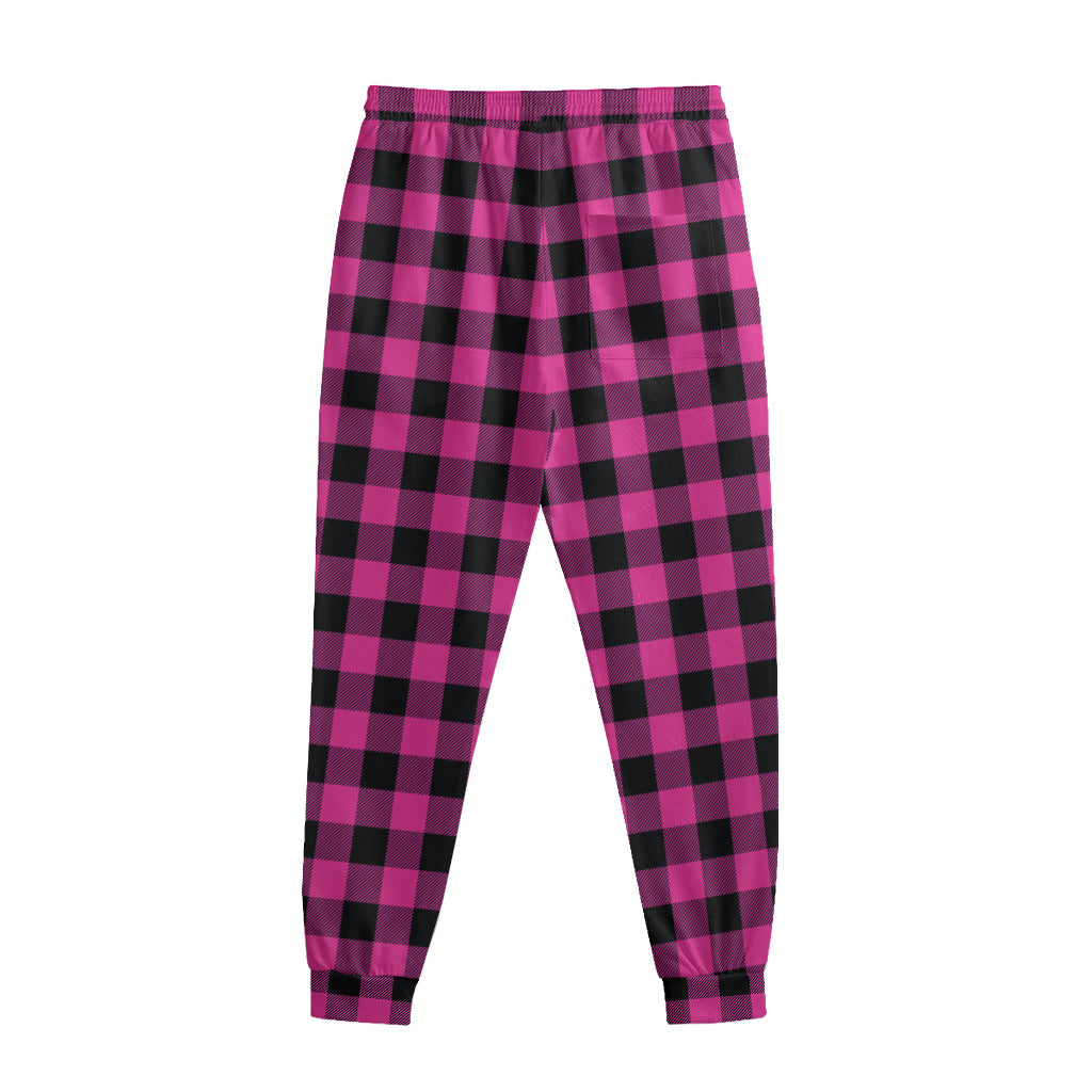 Hot Pink And Black Buffalo Check Print Sweatpants