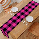 Hot Pink And Black Buffalo Check Print Table Runner