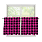 Hot Pink And Black Buffalo Check Print Tier Curtains