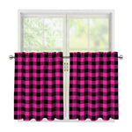 Hot Pink And Black Buffalo Check Print Tier Curtains