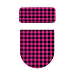 Hot Pink And Black Buffalo Check Print Toilet Lid And Tank Cover Set