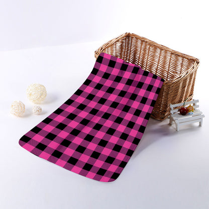 Hot Pink And Black Buffalo Check Print Towel