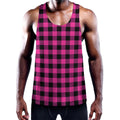 Hot Pink And Black Buffalo Check Print Men's Workout Tank Top