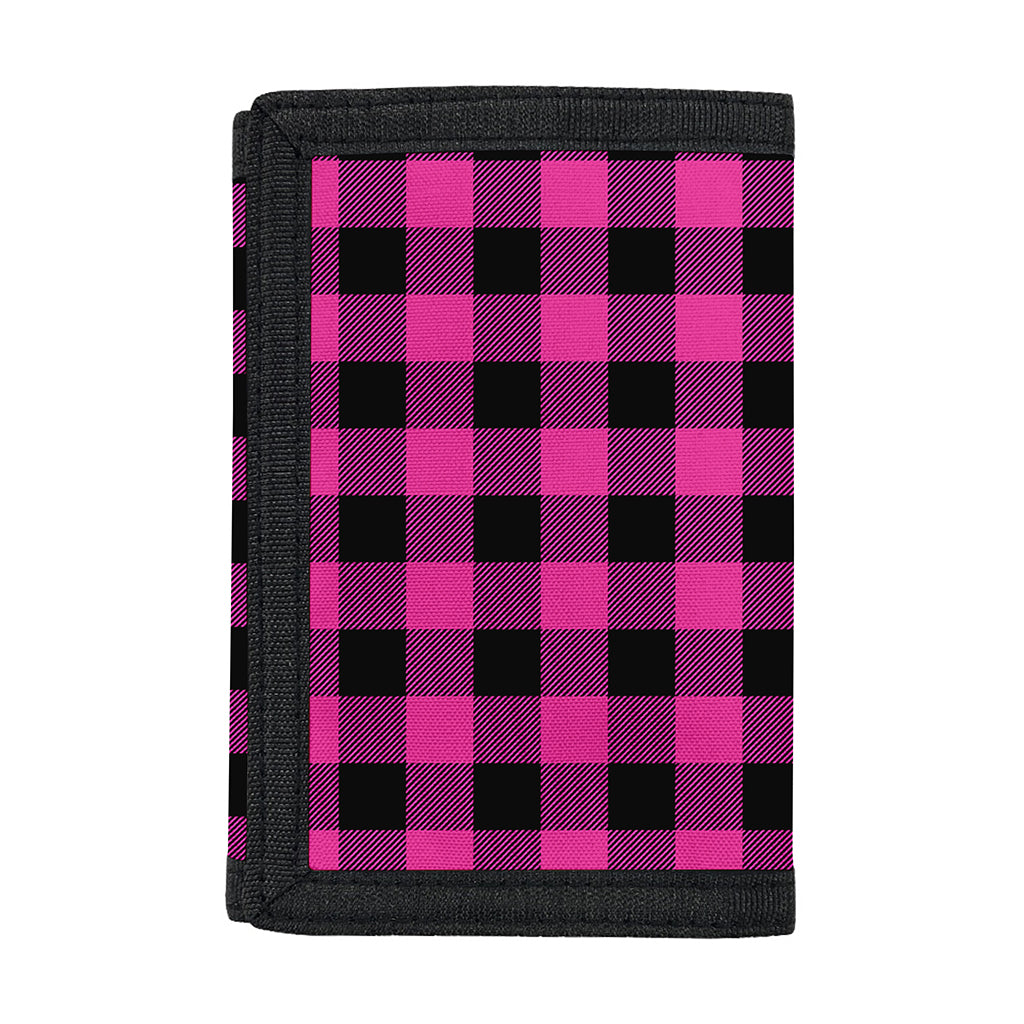 Hot Pink And Black Buffalo Check Print Trifold Wallet
