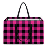Hot Pink And Black Buffalo Check Print Utility Tote Bag