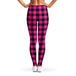 Hot Pink And Black Buffalo Check Print Women's Leggings