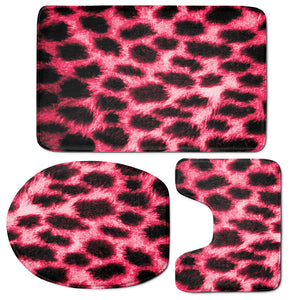 Hot Pink And Black Cheetah Print 3 Piece Bath Mat Set