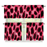 Hot Pink And Black Cheetah Print 3 Piece Kitchen Curtains