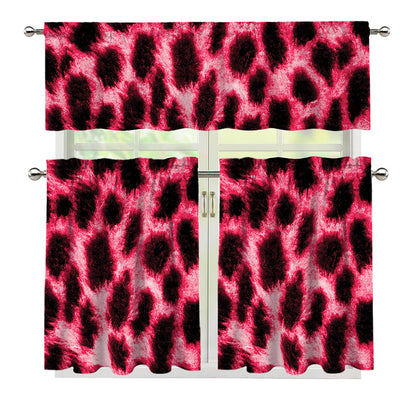 Hot Pink And Black Cheetah Print 3 Piece Kitchen Curtains