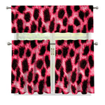 Hot Pink And Black Cheetah Print 3 Piece Kitchen Curtains