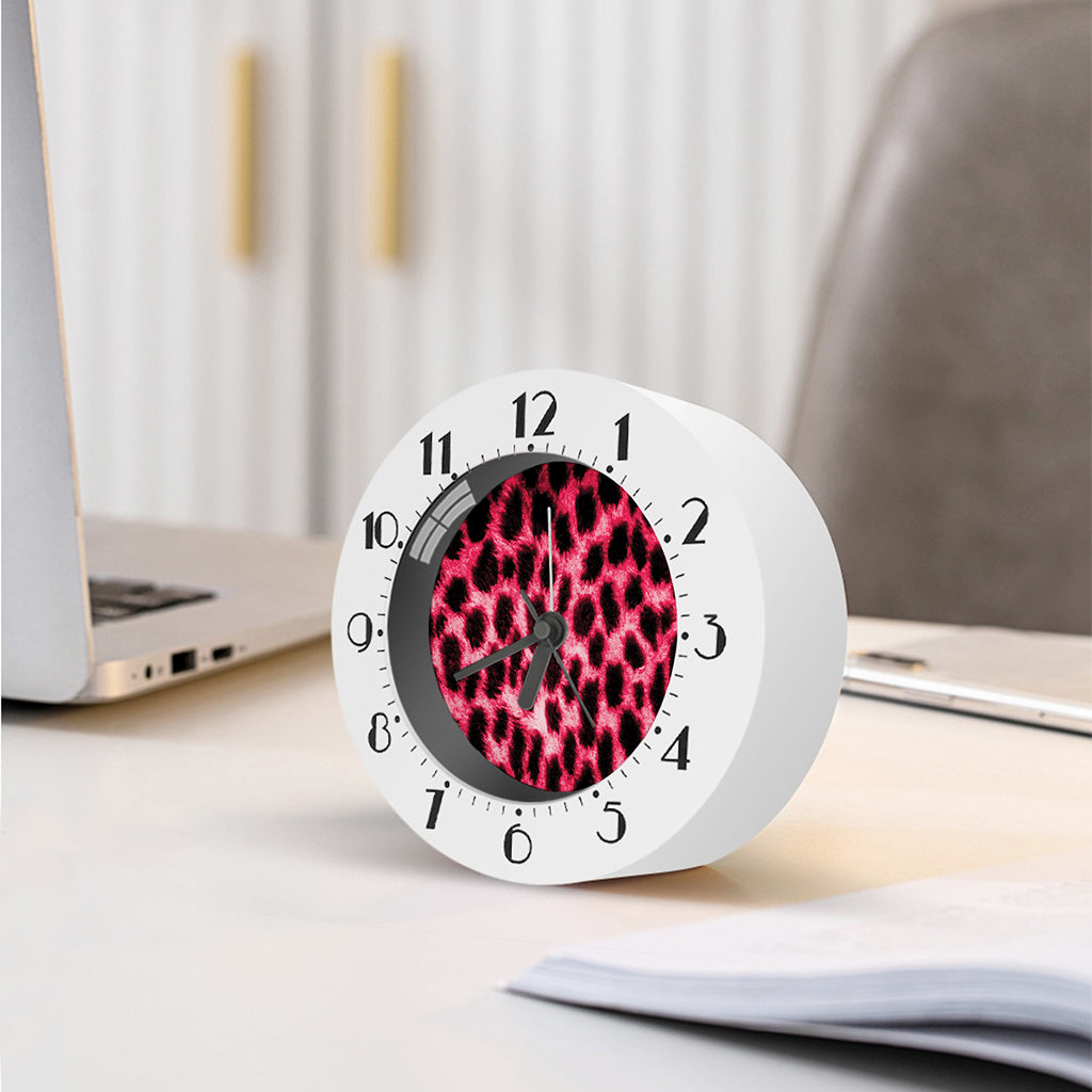 Hot Pink And Black Cheetah Print Alarm Clock