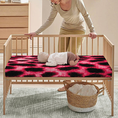 Hot Pink And Black Cheetah Print Baby Crib Sheet